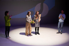 Award Ceremony - prize for Microworlds.  Photo: Adéla Vosičková.