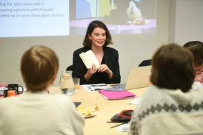 Emily May at the workshop Dance Criticism in a European Context. Photo: Michal Hančovský.