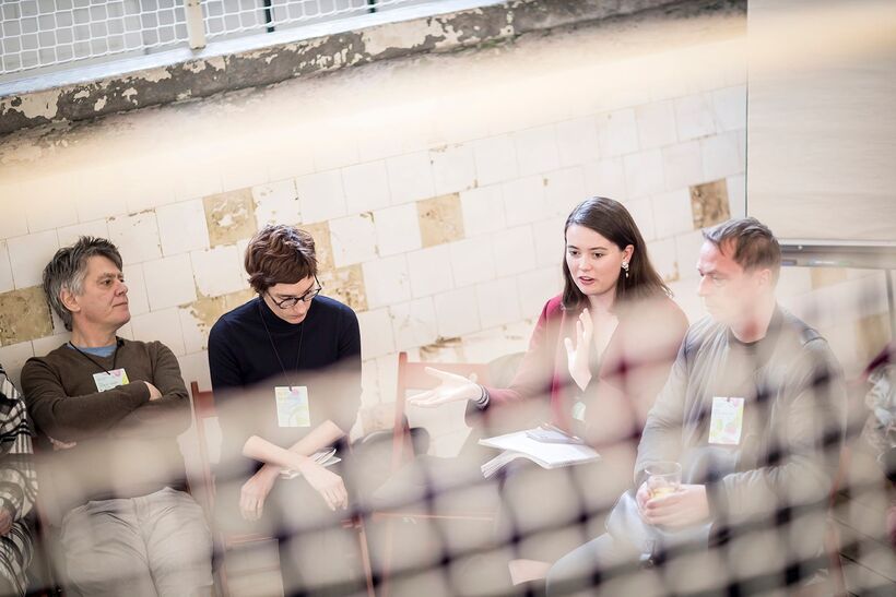 Maja Hriešik and Emily May leading the 'Art of Dialogue' at Czech Dance Platform. Photo: Vojtěch Brtnický.